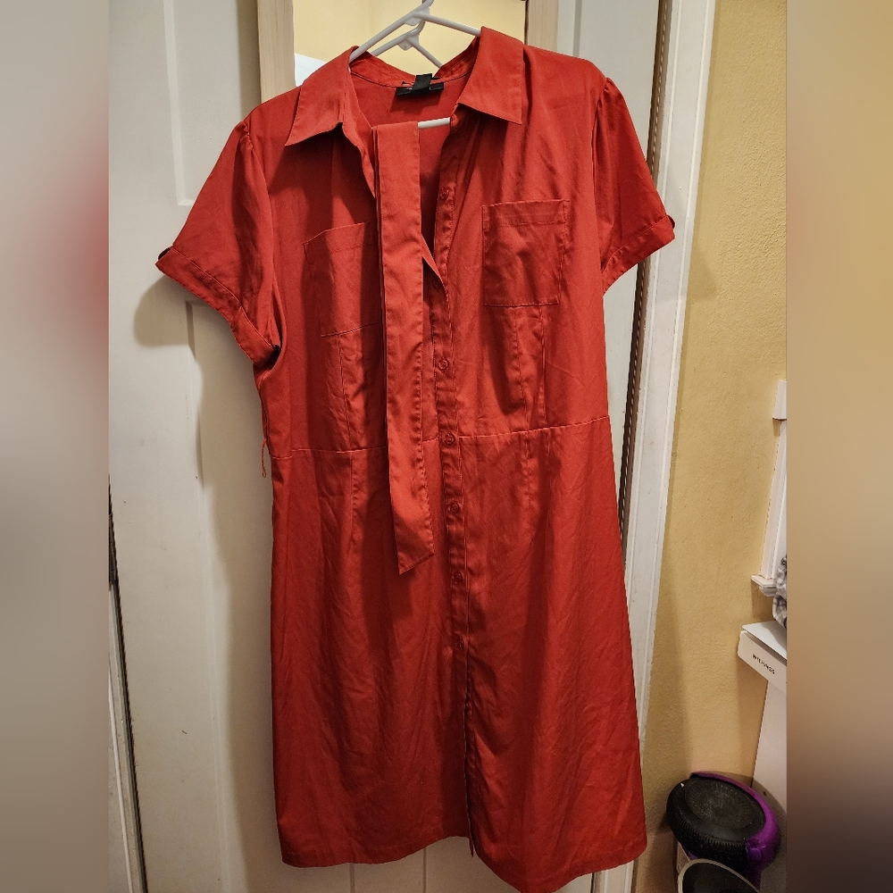 Style & Co Women's Short Sleeve Belted Shirtdress size 18w